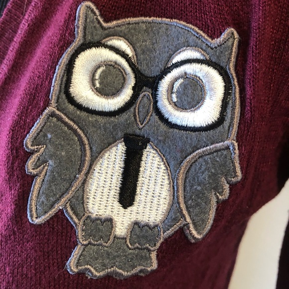 Owl Maroon Cardigan - Picture 2 of 5